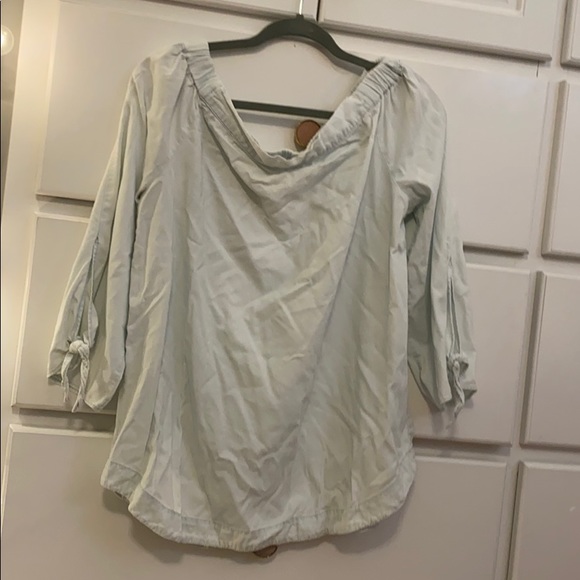 Altar'd State Tops - Off the shoulder light jean top